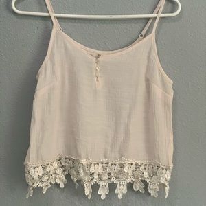 Cream Top with Bottom Crochet Detail